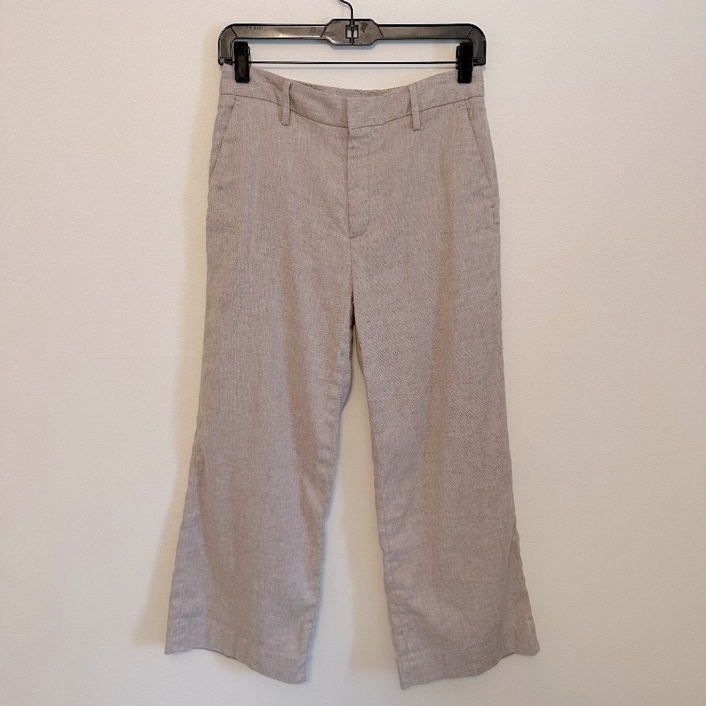 Banana Republic Linen High Rise Wide Leg Cropped Trouser Pant 4